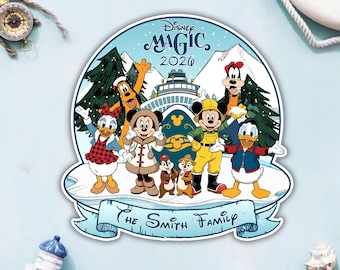 Personalized Alaska Cruise Magnet, Customized Mickey and Friends Koda Bear Alaska Cruise Magnet, Alaska Family Cruise Ship Stateroom Door