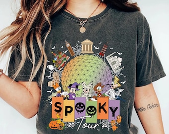 Vintage Mickey and Friends Epcot Halloween shirts, Epcot Spooky Tour 2025 T-shirt, world Halloween Party shirts,  Family shirts