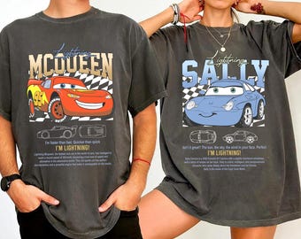 Lightning McQueen & Sally Matching Shirt,  Cars Movie Couple Tee, Vintage Cartoon Tee,  Cars Shirt, Birthday Gift, Graphic Tee