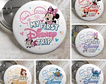 Badges 1ère visite Bouton Célébration Bouton Parc Bouton Vacances en famille Cadeau Bouton cadeau Walt World Bouton 1er voyage