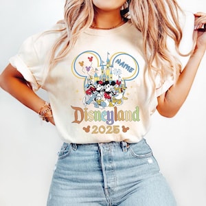 Retro Walt Disney&#39;s Disneyland All Characters Shirt, Disneyland Shirt, Personalized Disney Tee, Disney Family Trip Shirt, Mickey and Friends