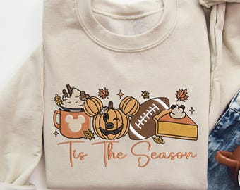 Embroidered Tis The Season  Sweater  Shirt,  Fall Shirt,  Pumpkin Shirt, Mickey Autumn Shirt, Pumpkin Season Shirt