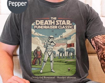 Regalo para papá golfista, camiseta divertida de Star Wars para golf, camiseta de Stormtrooper de Alderaan, Estrella de la Muerte clásica, parodia de ciencia ficción, marido geek, camiseta retro.