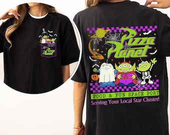 Aliens Pizza Planet Halloween T-Shirt, Toy Story Alien Spooky Season Shirt,  Family Vacation Tee,  Halloween Trip Shirt