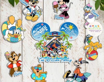 Personalized Mickey and Friends Spring Break 2025 Magnets,  Cruise Door Magnets, Family Cruise Magnets for Cruise Ship Stateroom Door