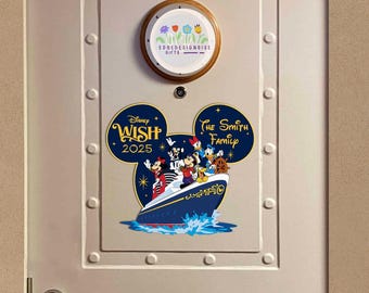 Personalized  Cruise Ship Family Magnet,  Porthole Magnet, Mickey & Friends Magnet  Cruise Magnet DCL Magnet  Wish