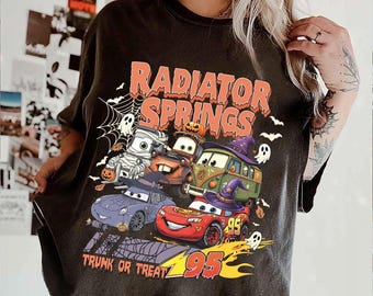 Radiator Springs Cars Movie Halloween Shirt, Lightning McQueen  Halloween Trip Tee, Spooky Season Sweatshirt, Halloween Gift