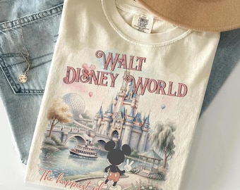 Walt Disney World Shirt, Retro Castle Tee, Mickey And Friends, Happiest Place On Earth, Magic Kingdom Trip, Orlando Theme Park Vacation Top