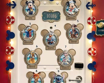 Custom Stateroom Door Decor, Personalized Cruise Ship Magnet, Nautical Mouse Ear Sign, Family Voyage Souvenir, Captain Minnie, Pirate Goofy