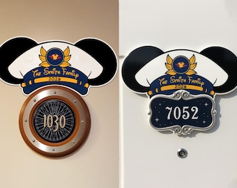 Custom Captain Hat Stateroom Magnet, Personalized Family Cruise Door Plaque, Mouse Ear Cabin Decor, Ocean Voyage Sign, Vacation Trip Gift