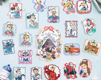Custom Cruise Line Family Magnet, Personalized Sailor Mouse Door Sign, Summer Vacation Group Cabin Decor, Ocean Travel Magical Sea Journey