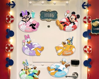 Personalized First Disney Cruise Magnet, Custom Family Vacation Door Sign, Mickey Friends Pool Ring Float, Treasure Wish Dream Magic Ship