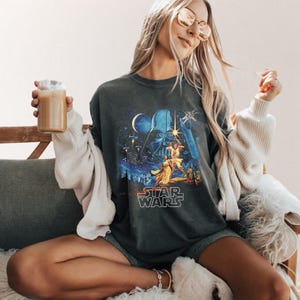 Vintage Star Wars Baby Tee, Star Wars A New Hope Faded Shirt, Starwars Disneyland Youth Baby Tee Crop, Cute Disney WDW Y2K Baby Tee image 3