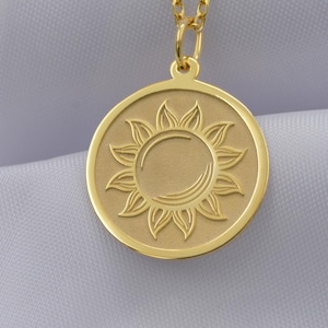 14K Solid Gold Vergina Sun Pendant – Ancient Greek Symbol Necklace, Macedonian Star Jewelry, Personalized Handmade Gift for Her