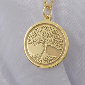 14K Solid Gold Tree of Life Necklace – Handmade Family Roots Pendant, Celtic Symbol Jewelry, Spiritual Gold Charm, Custom Gift for Her