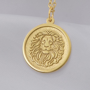 14K Solid Gold Lion Halskette - Personalisierter Lion Pendant | Goldkette für Männer & Frauen, kraftvoller symbolischer Schmuck, Geschenk für Sie und Ihn