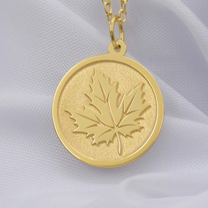 14K Solid Gold Ahornblatt Halskette - Herbst Natur Anhänger, personalisierter Herbst Schmuck, handgemachtes minimalistisches Charm Geschenk für Frauen