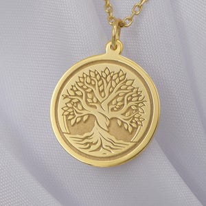 14K Solid Gold Tree of Life Necklace – Handmade Family Roots Pendant, Symbolic Celtic Jewelry, Spiritual Gold Charm, Nature-Inspired Gift