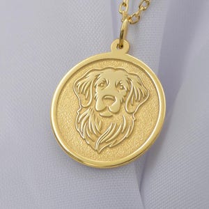 14K Solid Gold Golden Retriever Necklace – Dog Breed Charm, Personalized Pet Jewelry, Handmade Animal Lover Gift, Luxury Custom Pendant