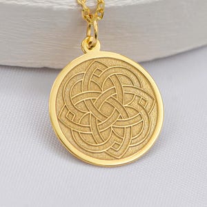 14K Solid Gold Quaternary Celtic Knot Necklace – Personalized Irish Jewelry | Gift for Her , Handmade Spiritual Pendant, Celtic Symbol Charm