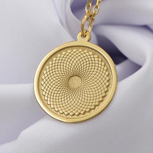 14K Massivgold Lotus des Lebens-Halsketten-Anhänger - Heiliges Blumen-Symbol, spiritueller Schmuck Geschenk für sie, personalisierter minimalistischer Goldanhänger