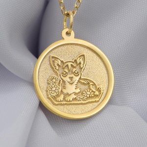 14K Solid Gold Chihuahua Necklace – Dog Lover Pendant, Custom Pet Jewelry Gift, Minimalist Gold Charm – Free Engraving, Gift For Her