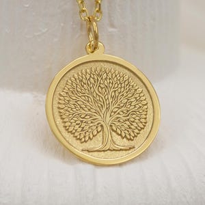 14K Solid Gold Tree of Life Necklace – Nature Inspired Pendant, Symbolic Family Roots Jewelry, Handmade Gift, Spiritual Charm for Women
