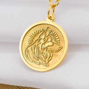 14K Solid Gold German Shepherd Necklace – Personalized Dog Pendant | Pet Memorial Jewelry, Gift for Her, Handmade Animal Lover Charm