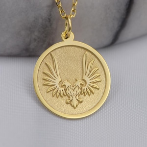 14K Solid Gold Eagle Necklace – Bald Eagle Pendant, Handmade Gold Animal Charm, Personalized Patriotic Jewelry, Symbol of Strength Gift