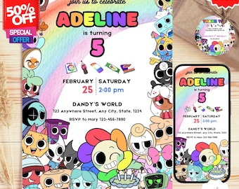 Dandy's World Game Birthday Invitation, Editable Cartoon Party Invite (Digital Download)