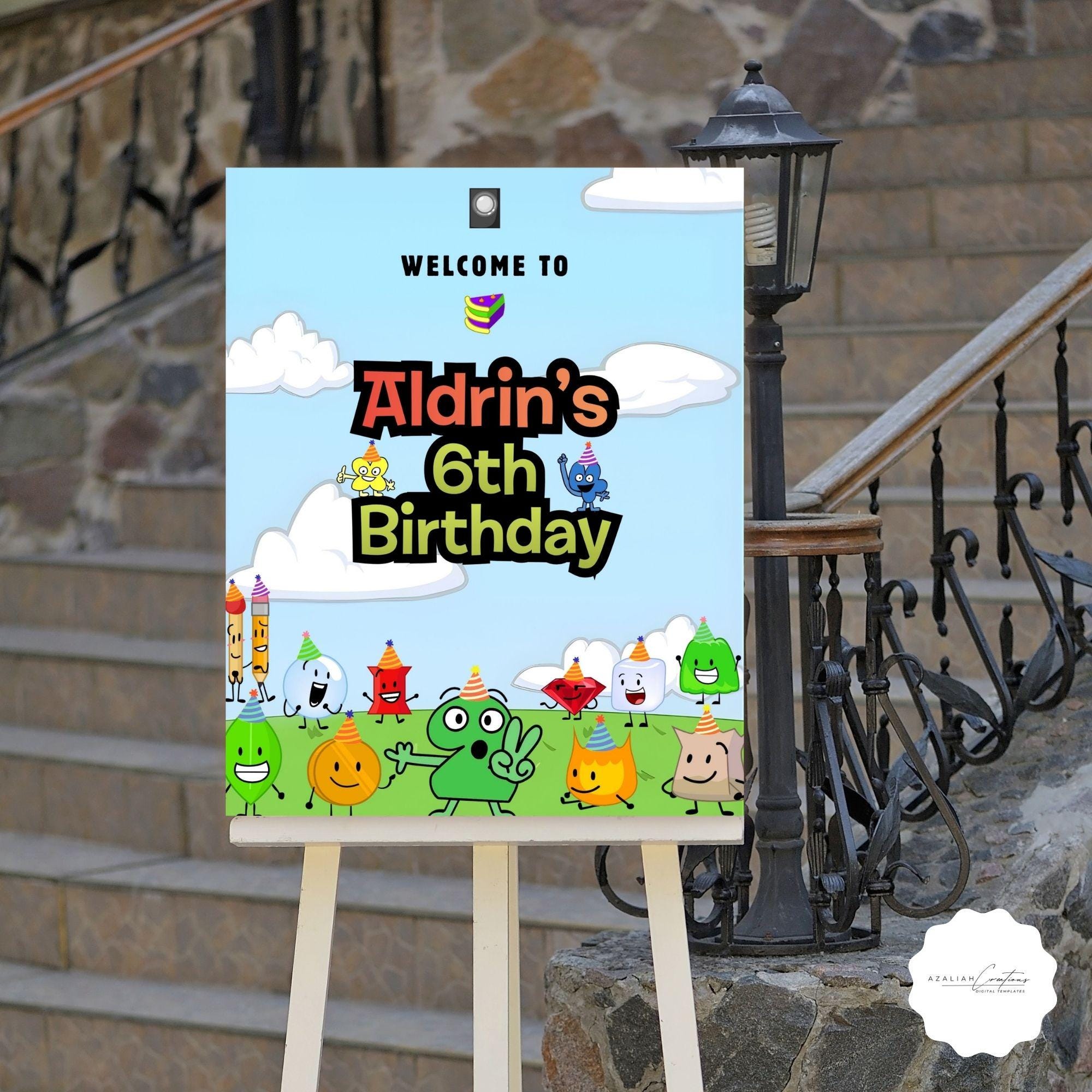 BFDI Birthday Welcome Sign, Cartoon Object Show Party Poster (digital ...