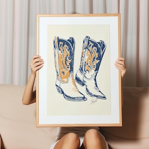 Vintage Cowboy Boots Canvas Art Print: Rustic Western Home Decor
