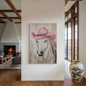 Cowboy Horse Canvas Print: Vintage Farmhouse Equestrian Wall Art