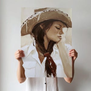 Western Cowgirl Wall Art, Rustic Cowboy Print, Country Girl Canvas, Farmhouse Western Decor, Rodeo Wall Art, Vintage Cowgirl Poster