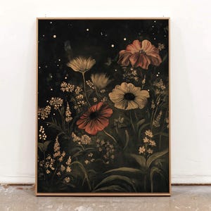 Impressão em tela floral gótica: Arte de parede da Moody Dark Academia