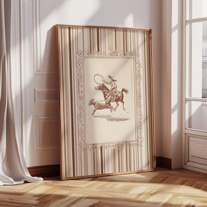 Impressão artística com listras de cowboy ocidental vintage: decoração de casa com tema de rodeio retrô (download digital)