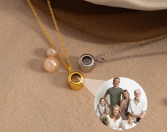 Personalized Projection Photo Necklace, Custom Bubble Projection Photo Necklace, Memorial Projection Necklace for Her, Anniversary Gift
