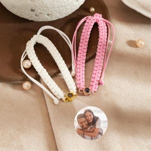 Personalized Photo Projection Bracelet, Braided Rope Bracelet, Photo Memorial Secret Projection Bracelet, Father Birthday Gift for Him