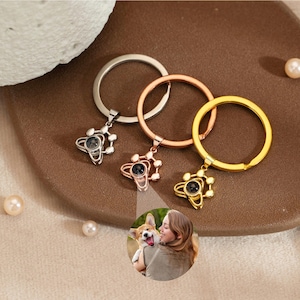 Pet Photo Projection Keychain, Cat Memorial Photo Keychain, Dog Paw Projection Keychain, Paw Print Keychain, Pet Loss Gift, Dog Mom Gift