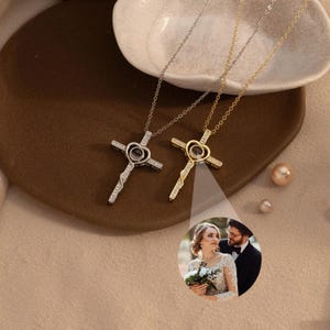 Personalized Cross Necklace for Women • Photo Necklace • Memorial Projection Jewelry • Christian Gift • First Communion Gift for Daughter