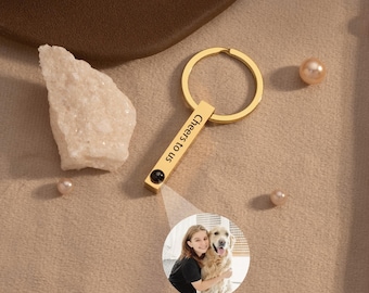 Custom Projection Engraving Keychain for Him, Personalized Keychain with Photo Inside, Father&#39;s Day Gifts, Best Gift for Boyfriend