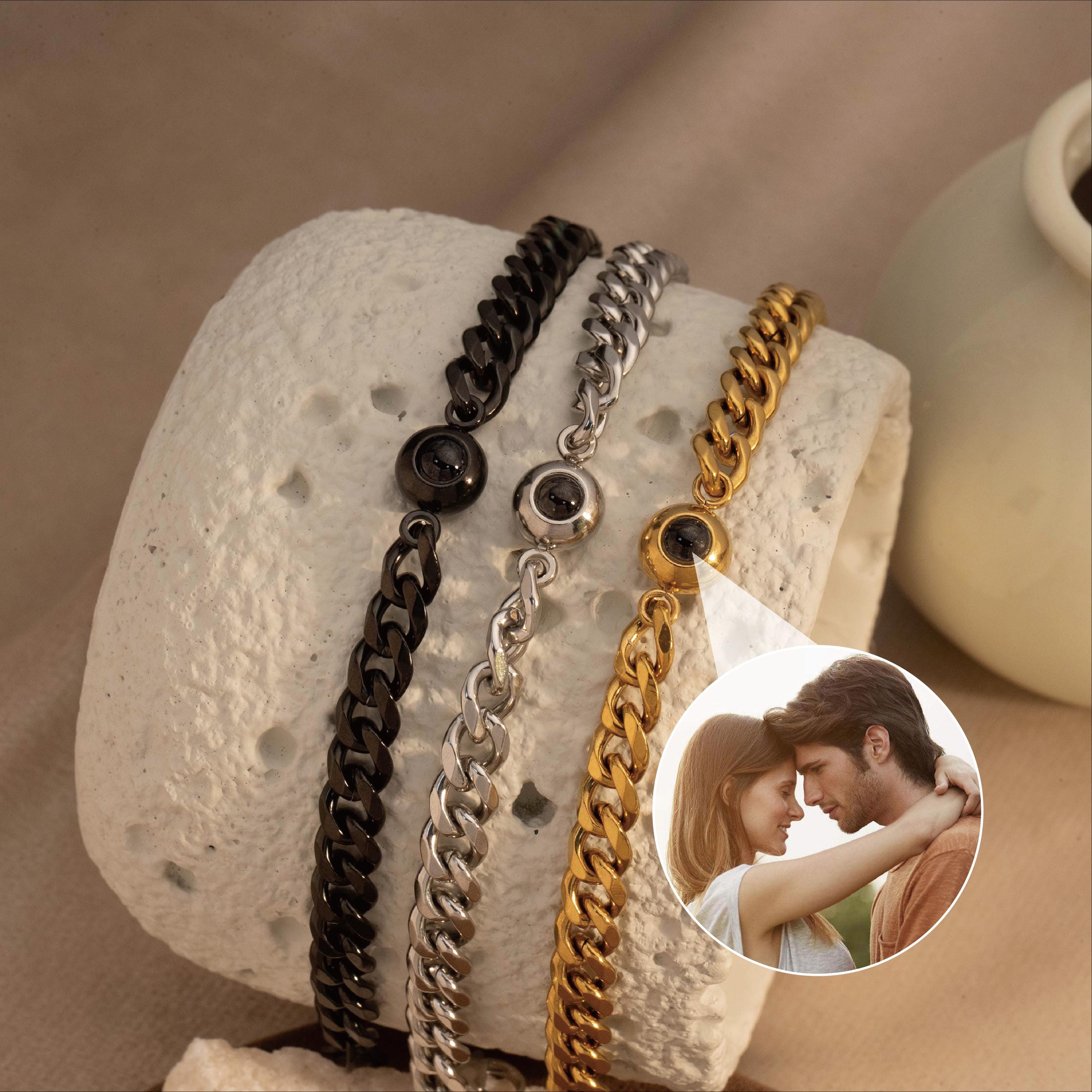 Customized Photo Projection Bracelet, Couple Bracelets, Gift for Her, Anniversary Bracelet, Memorial Gift, Best Friend Gift, Gift for Him