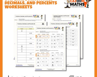 Fractions Decimals and Percents Activities for 6th Grade | Fun CCSS Aligned Math Worksheets & Practice Pages