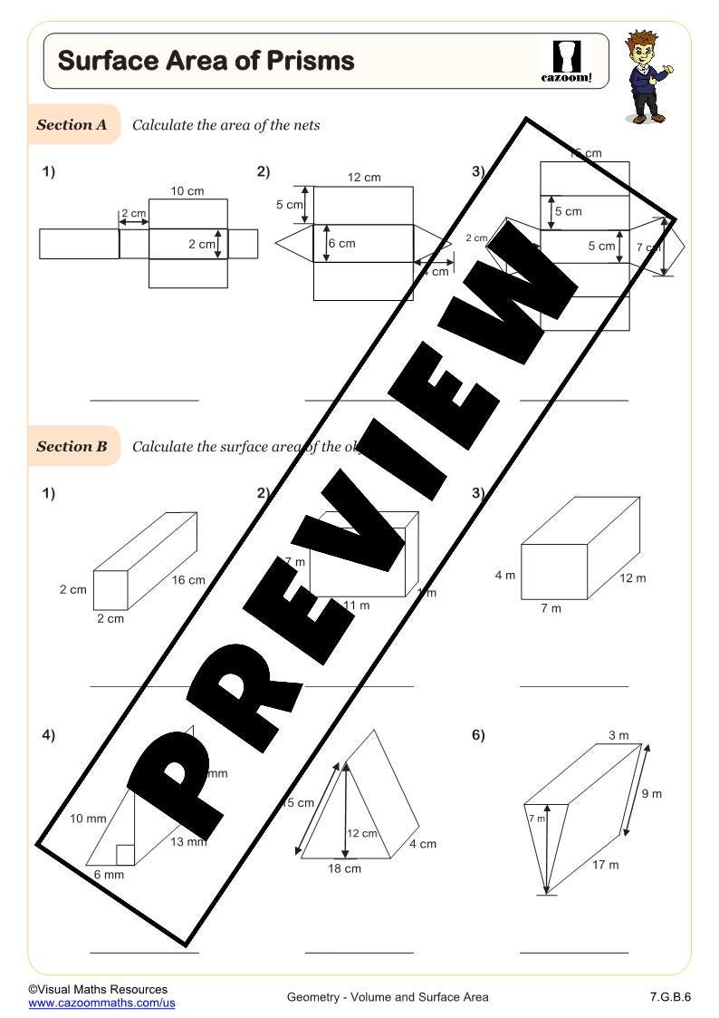 7th Grade Volume and Surface Area Printable Math Worksheets With ...