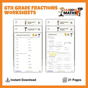 Basic Fraction Operations Worksheets | 6th Grade Math Activities | CCSS Aligned Fun Learning Tools