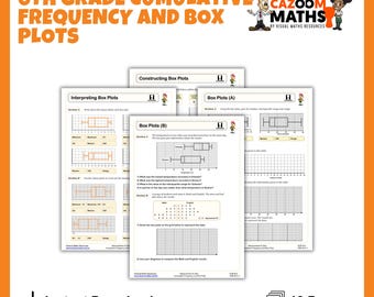 6th Grade Math Worksheets | Cumulative Frequency & Box Plots Practice with Answers- Statistics Activities | Fun CCSS Aligned Math
