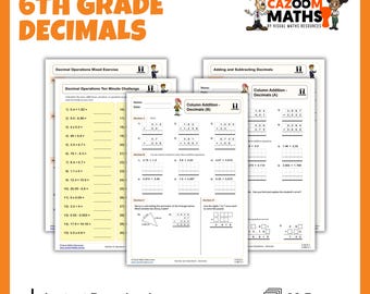6th Grade Decimals Printable Math Worksheets With Answers | Decimals Practice