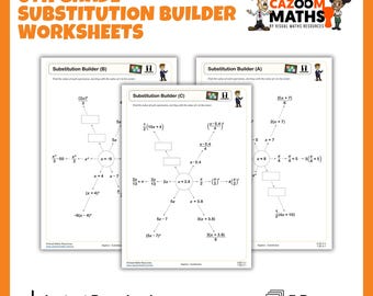 Hojas de trabajo de matemáticas de sexto grado: divertidas actividades de sustitución / Prácticas alineadas con los estándares del CCSS para el aula y la tarea