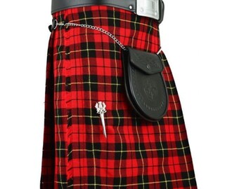 Conjunto de kilts tradicionais tartan Wallace, kilt escocês das Terras Altas, 8 jardas