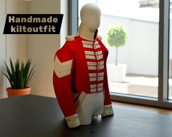 Red Wool British Redcoat Tailcoat: 18th Century Reenactment Costume